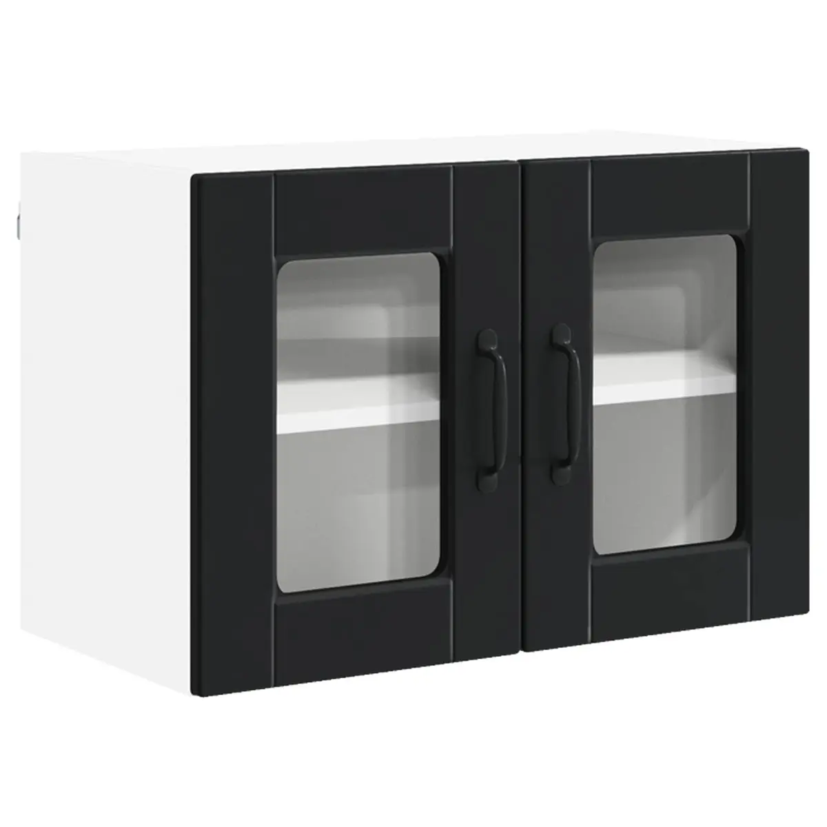 Wall Glass Cabinet Kitchen Storage 60x31x40cm Black Engineered Wood Organiser