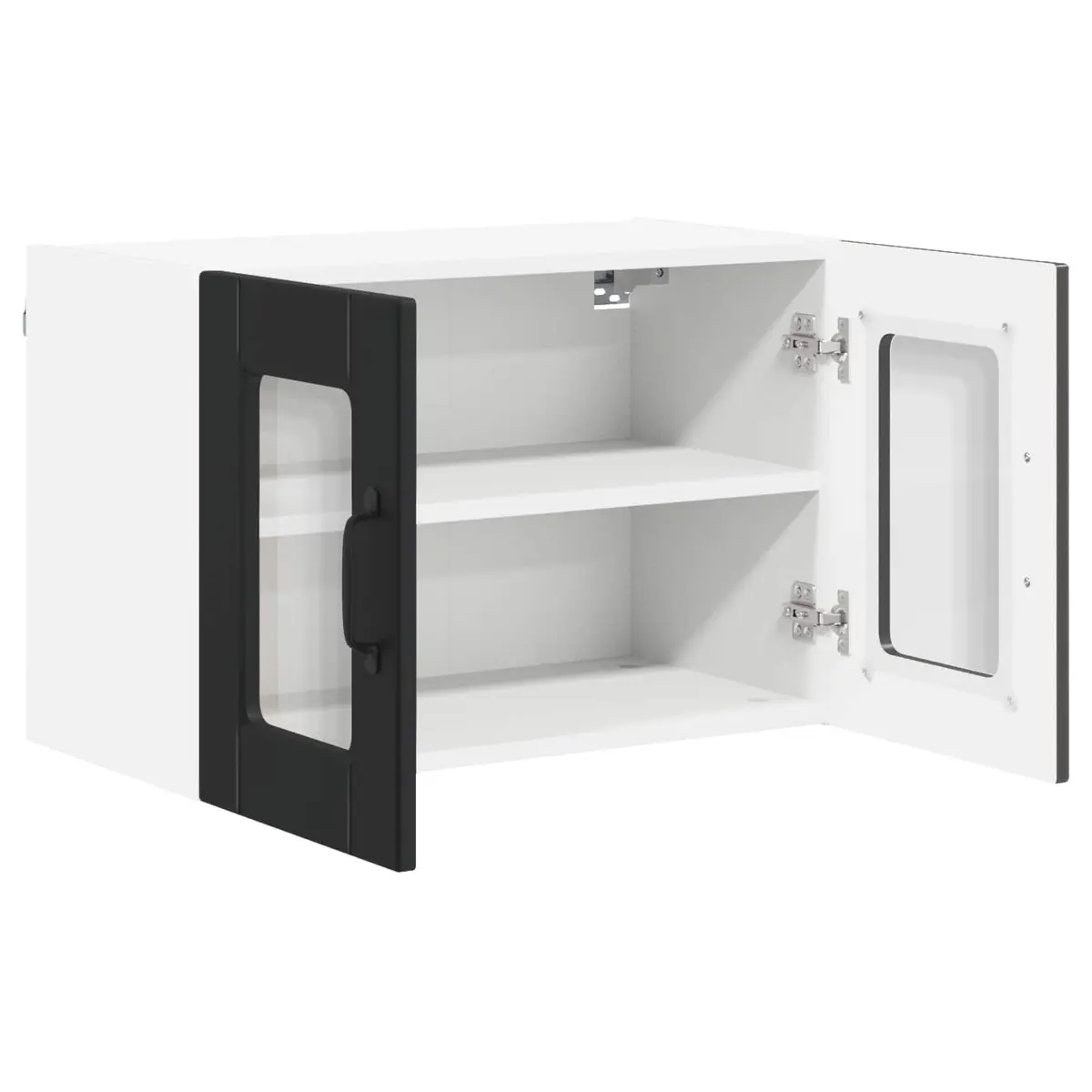 Wall Glass Cabinet Kitchen Storage 60x31x40cm Black Engineered Wood Organiser