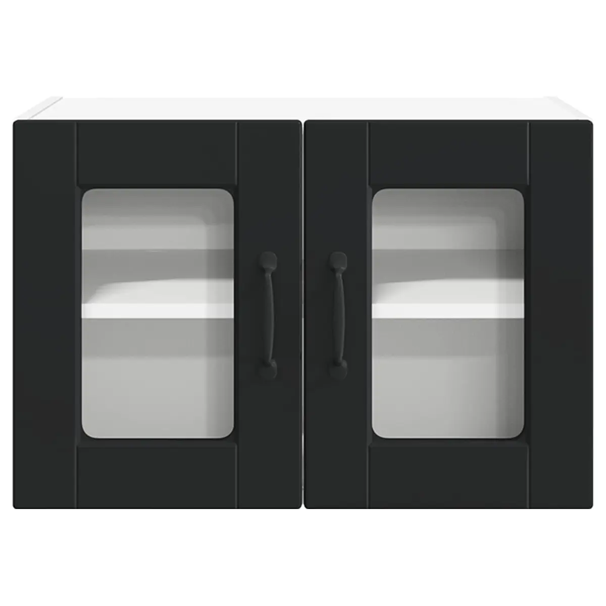 Wall Glass Cabinet Kitchen Storage 60 x 31 x 40 cm Black 2 Piece Modern Shelving