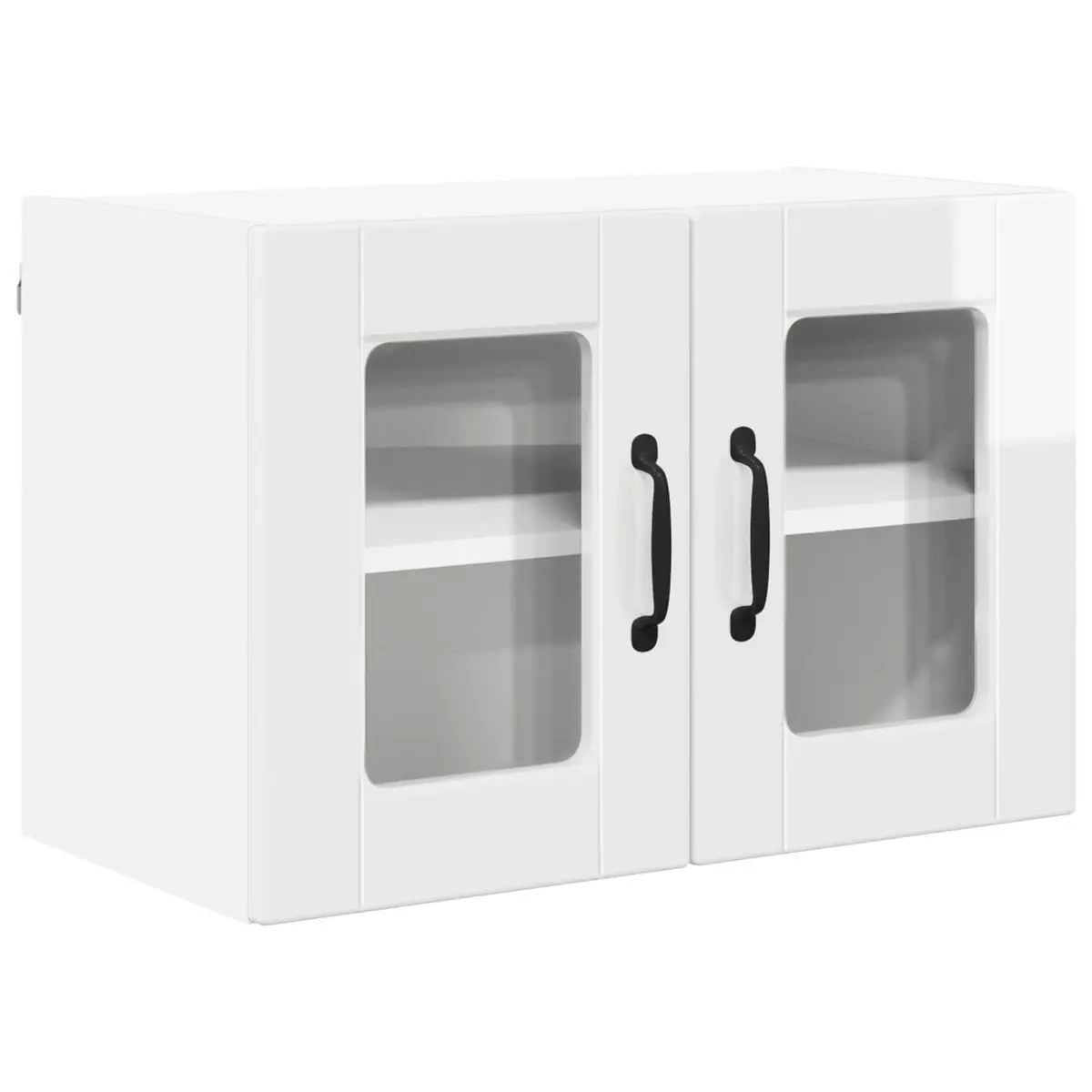 Wall Glass Cabinet Kitchen Storage 2 pcs High Gloss White Wall Mounted