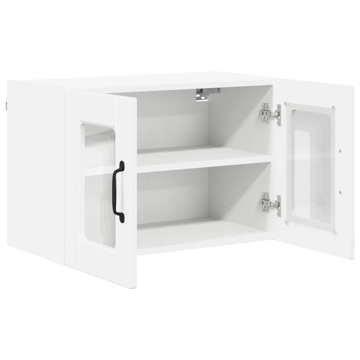 Wall Glass Cabinet Kitchen Storage 2 pcs High Gloss White Wall Mounted