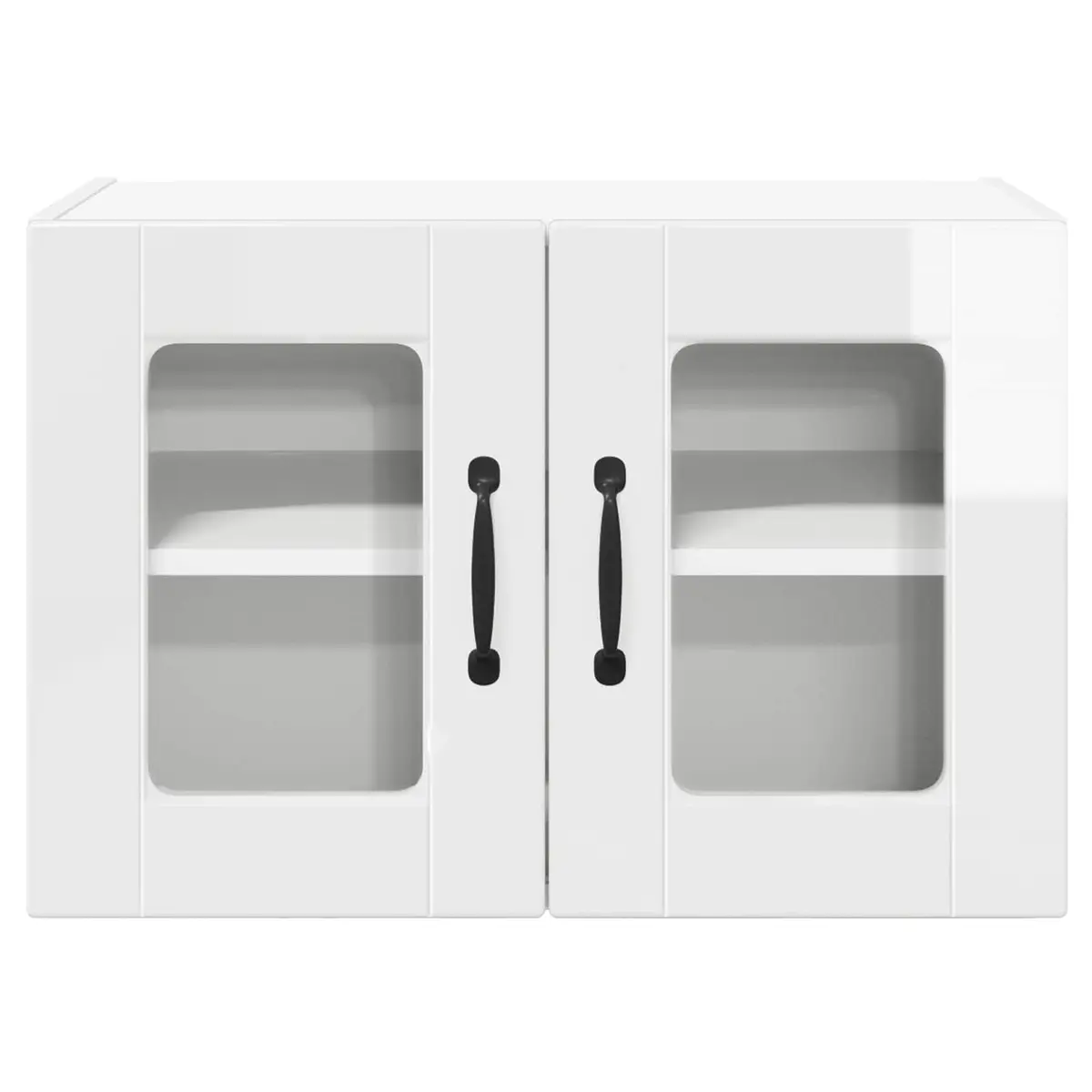 Wall Glass Cabinet Kitchen Storage 2 pcs High Gloss White Wall Mounted