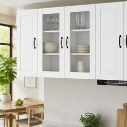 Warm and Functional White Wall Glass Cabinet PORTO 40x31x80cm