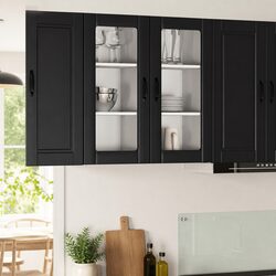 Reliable PORTO Black Glass Cabinet for Indoor Use