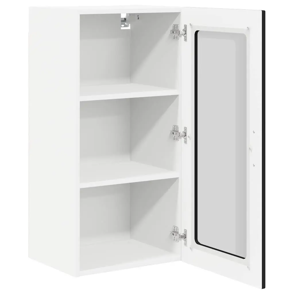 Wall Glass Cabinet Kitchen Storage 2 pcs Black Wall Mounted Display