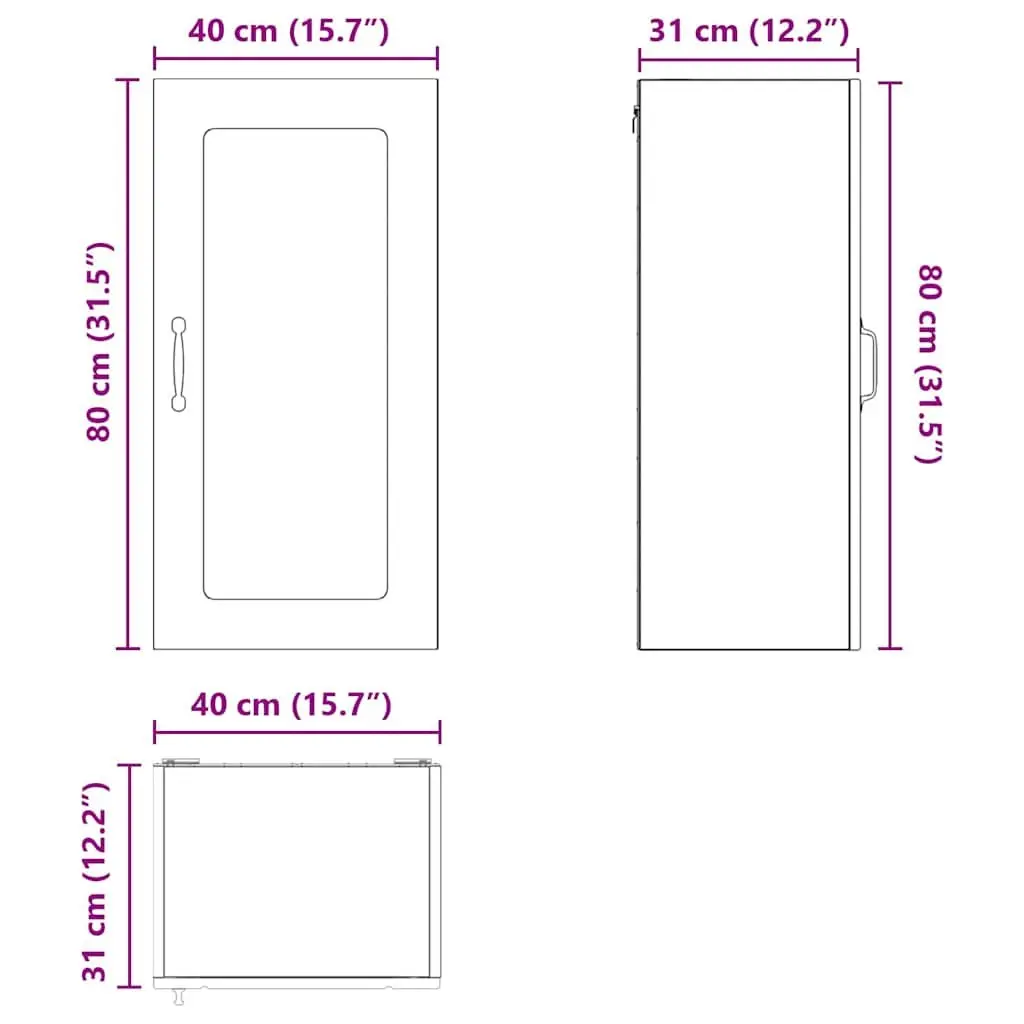 Wall Mounted Kitchen Cabinet Storage Shelves 40 x 31 x 80 cm High Gloss White