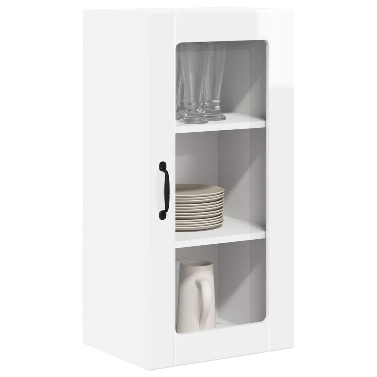 Wall Mounted Kitchen Cabinet Storage Shelves 40 x 31 x 80 cm High Gloss White