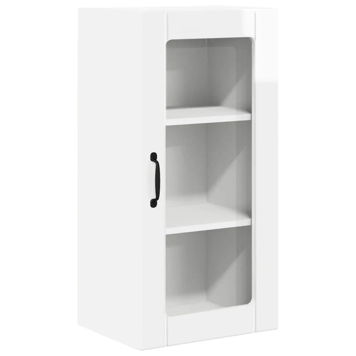 Wall-Mounted Kitchen Cabinet 2-Piece High Gloss White Storage Shelving Unit