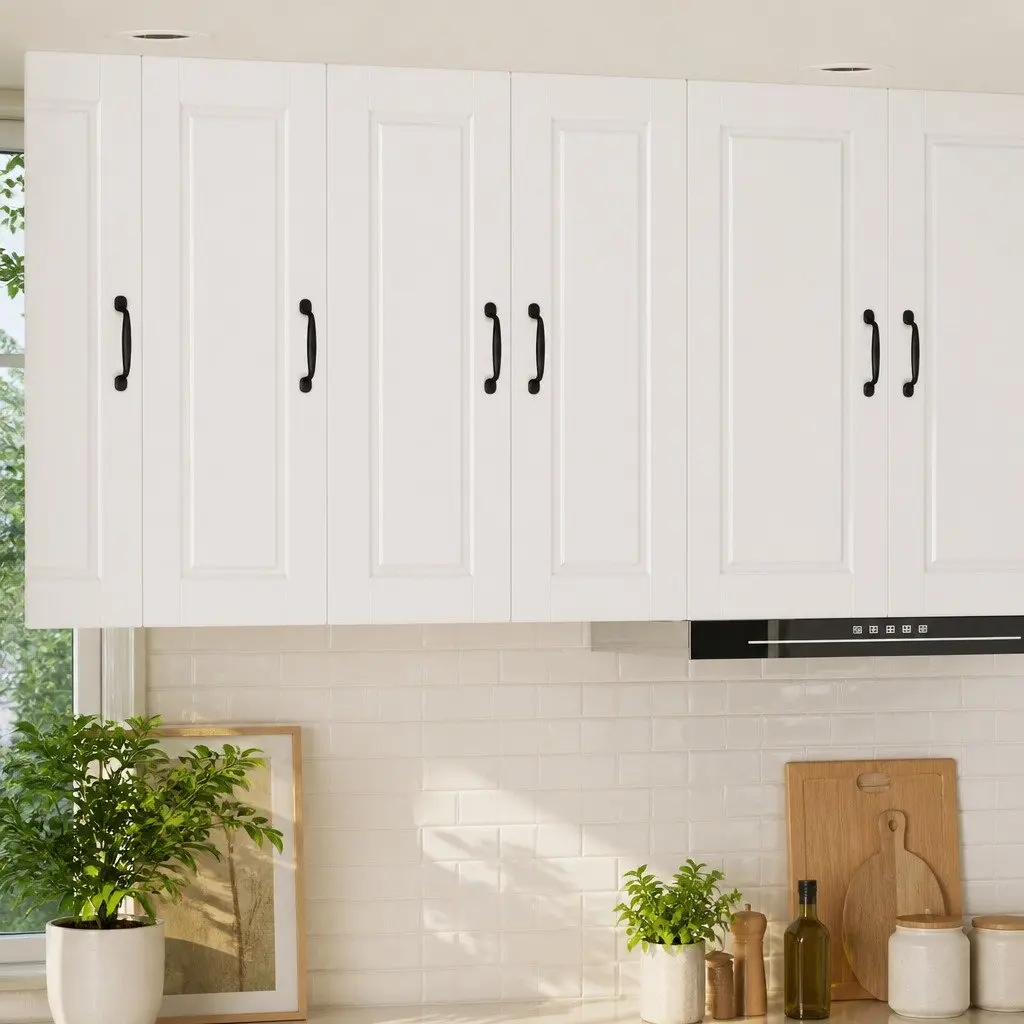 Wall Cabinet Kitchen Storage Unit White Engineered Wood Mounted Shelves