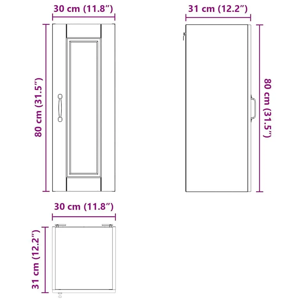 Wall Cabinet Kitchen Storage Unit White Engineered Wood Mounted Shelves