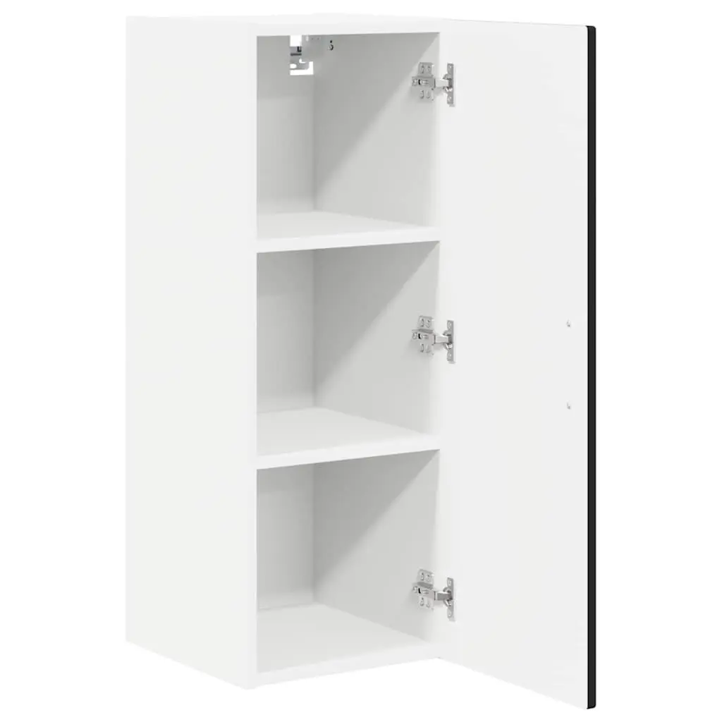 Wall Cabinet Kitchen Storage 2 Piece Black Engineered Wood Shelves Compartments
