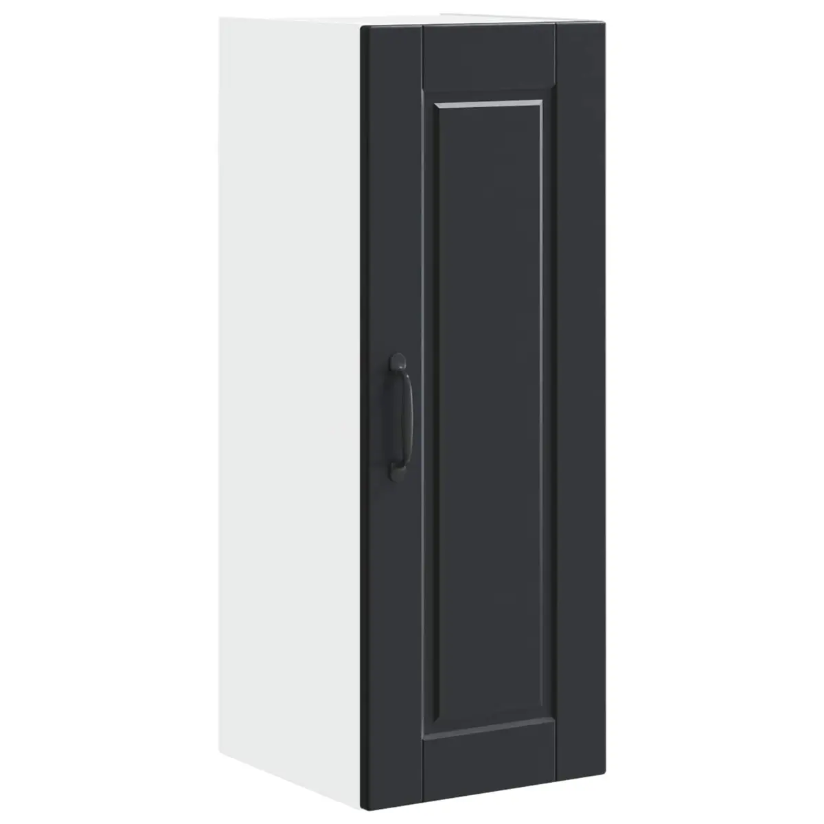 Wall Cabinet Kitchen Storage 2 Piece Black Engineered Wood Shelves Compartments