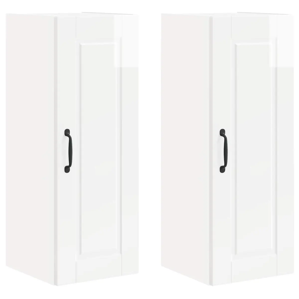 Wall Cabinet 2 Pcs Kitchen Storage High Gloss White 30x31x80cm Modern Shelves