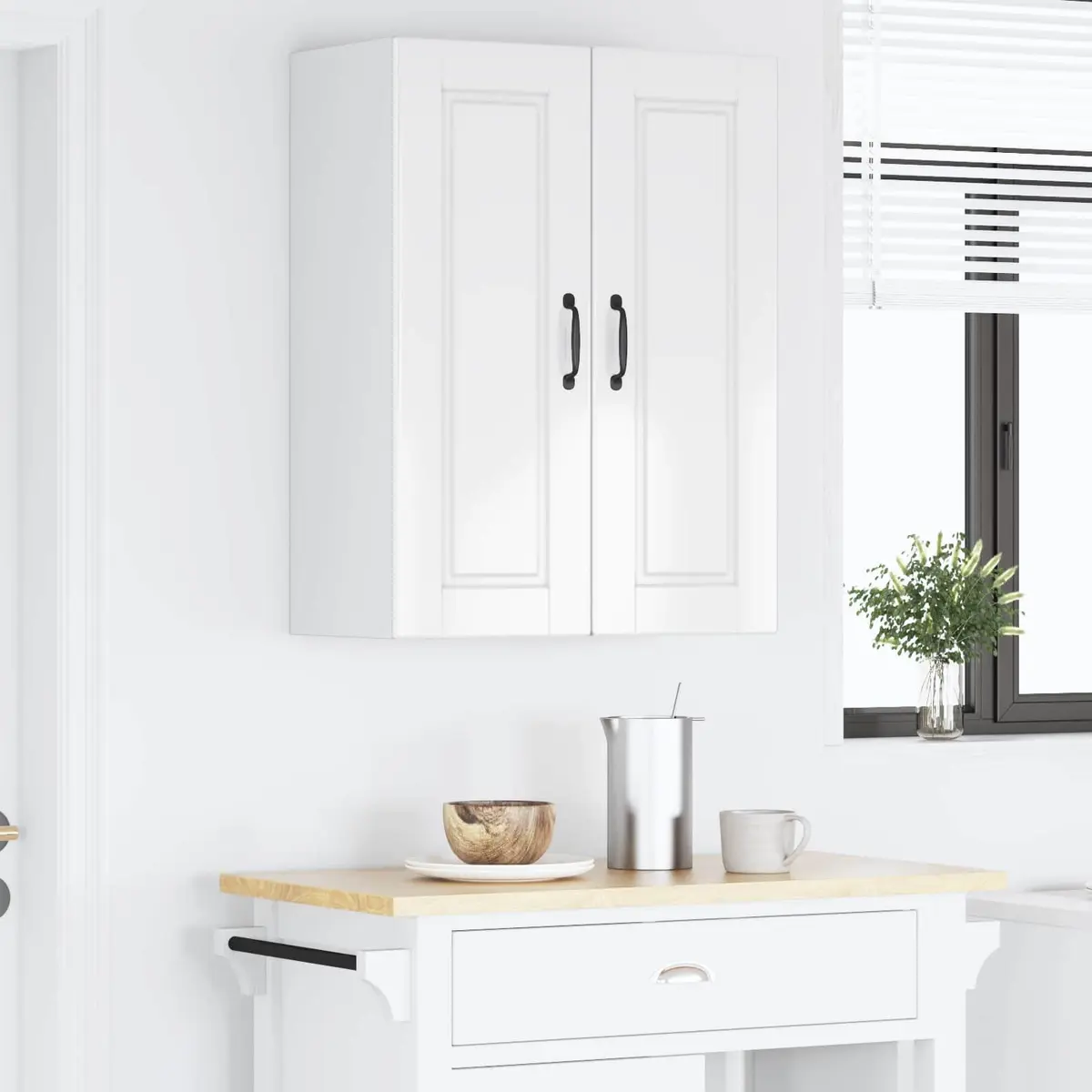 Wall Cabinet 2 Pcs Kitchen Storage High Gloss White 30x31x80cm Modern Shelves