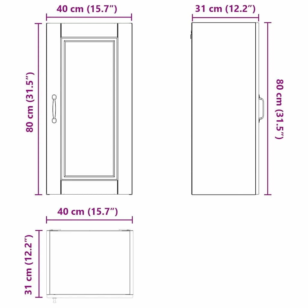 Wall Cabinet Kitchen Storage 40x31x80cm White Engineered Wood