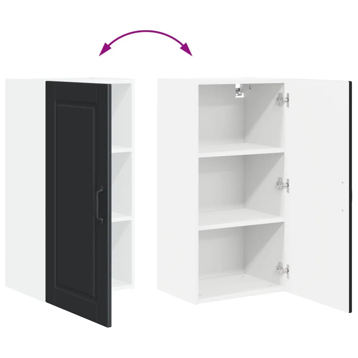 Wall Cabinet Kitchen Storage Black 40x31x80cm Engineered Wood Shelves Organiser