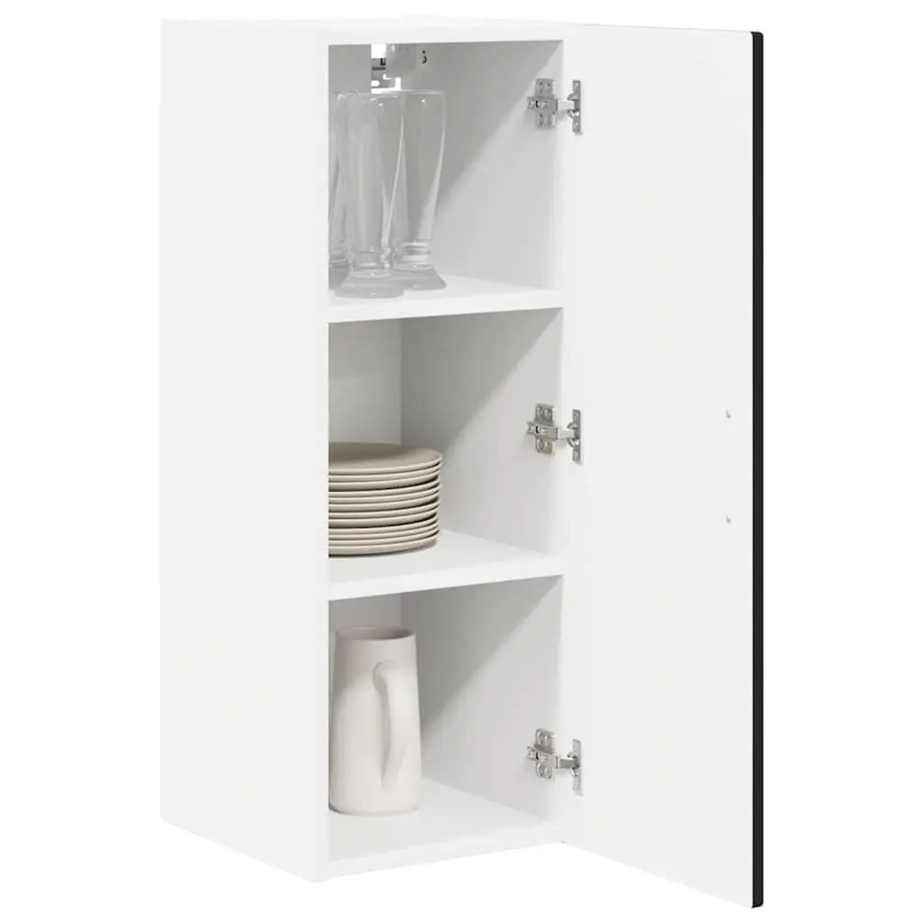 Wall Cabinet Kitchen Storage Black 40x31x80cm Engineered Wood Shelves Organiser
