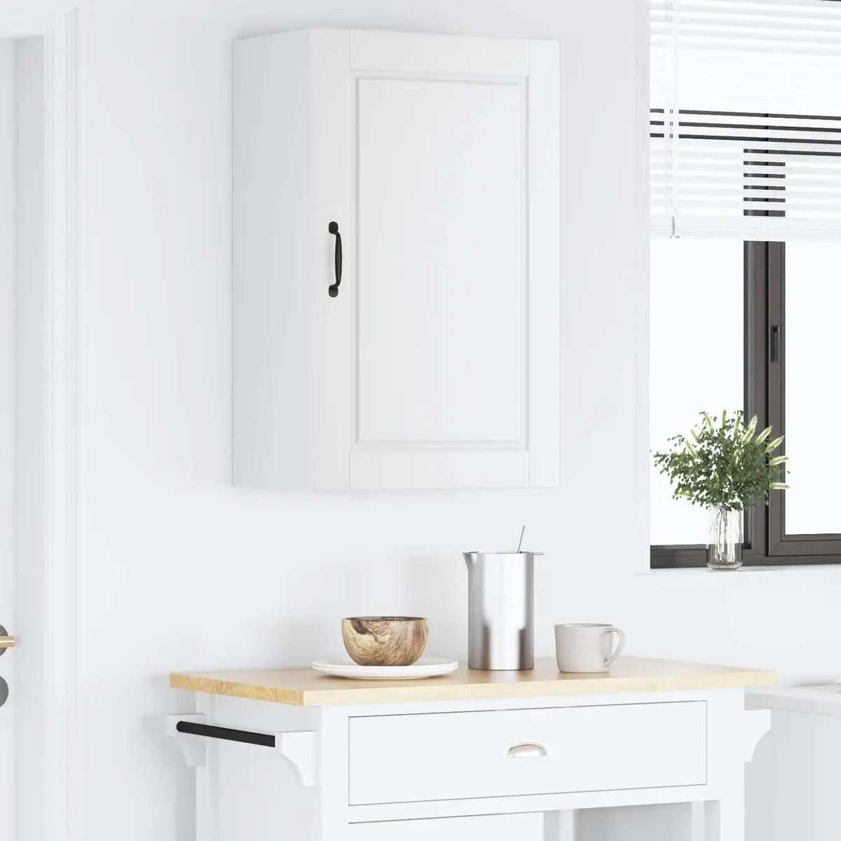 Wall Cabinet Kitchen Storage 50 x 31 x 80 cm White Engineered Wood Shelves