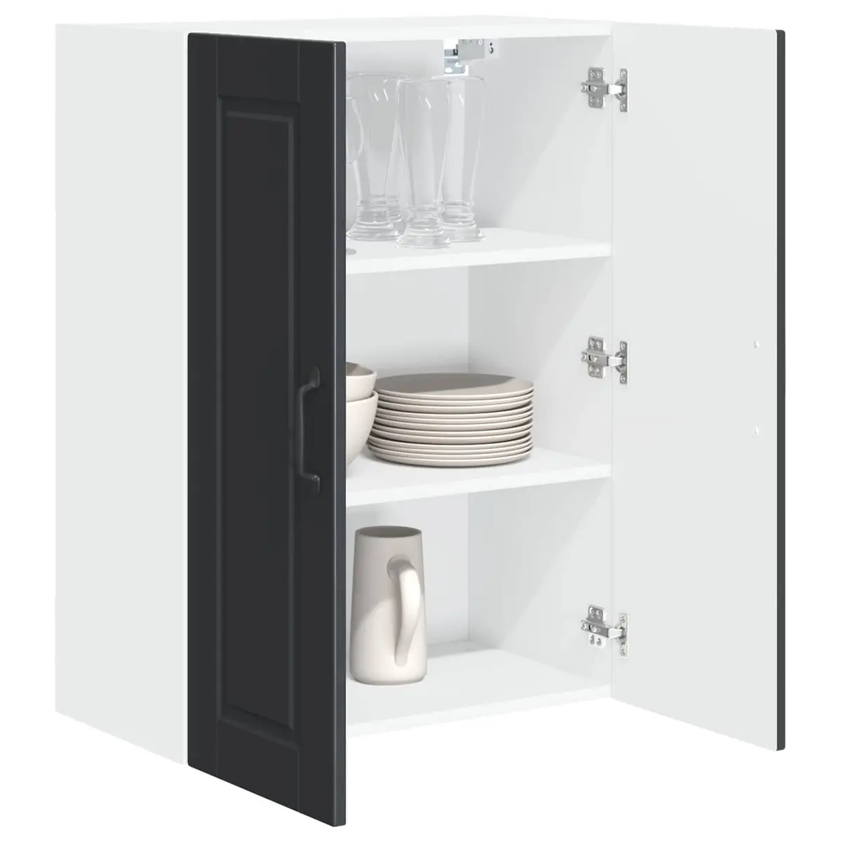 Kitchen Wall Cabinet in Black Engineered Wood 60x31x80cm