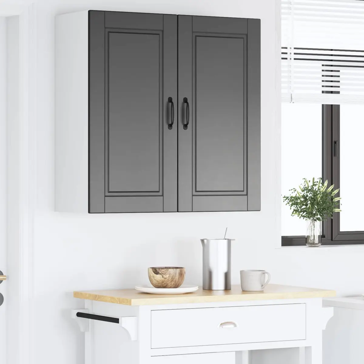 Wall Cabinet Kitchen Storage Engineered Wood 80x31x80cm Black