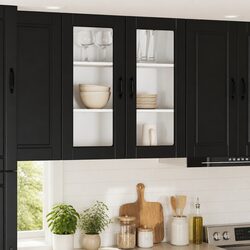 PORTO Black Wall Cabinet - Practical Storage for Kitchens