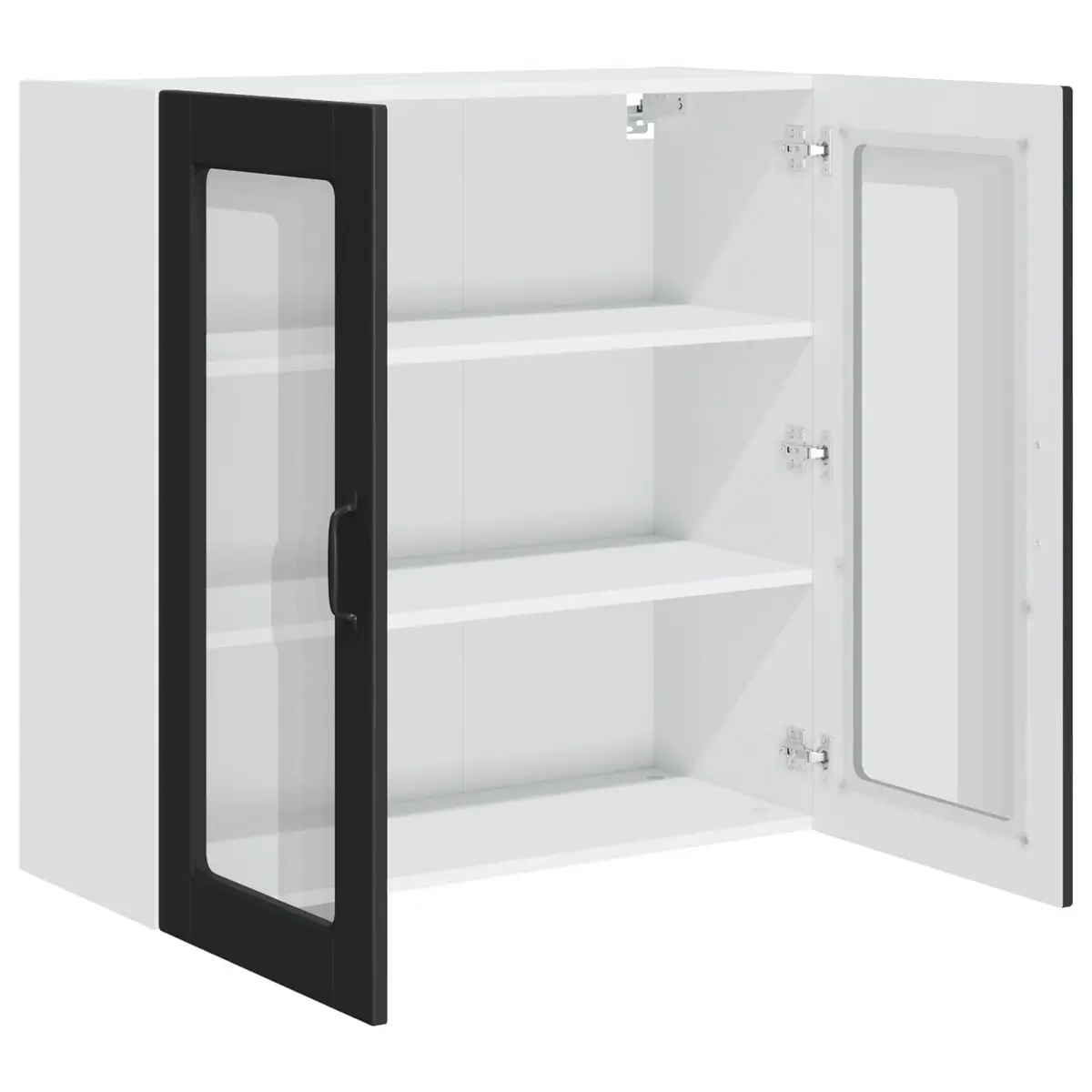 Wall Glass Cabinet PORTO Black Kitchen Storage 80x31x80cm Engineered Wood