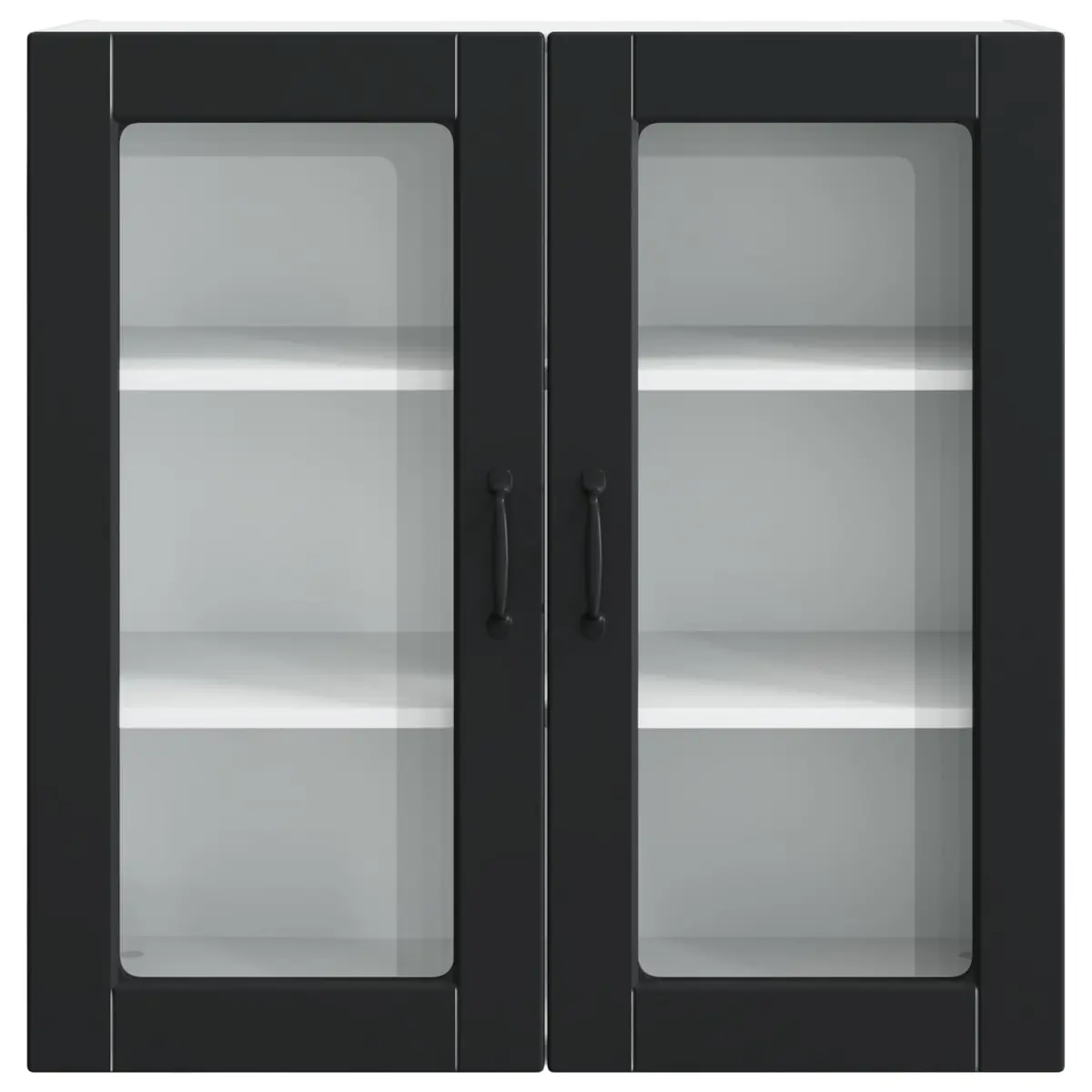 Wall Glass Cabinet PORTO Black Kitchen Storage 80x31x80cm Engineered Wood