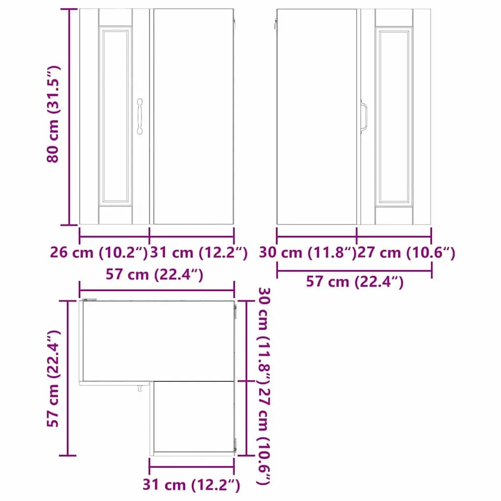 Wall Corner Kitchen Cabinet White 57x57x80cm Storage Shelves