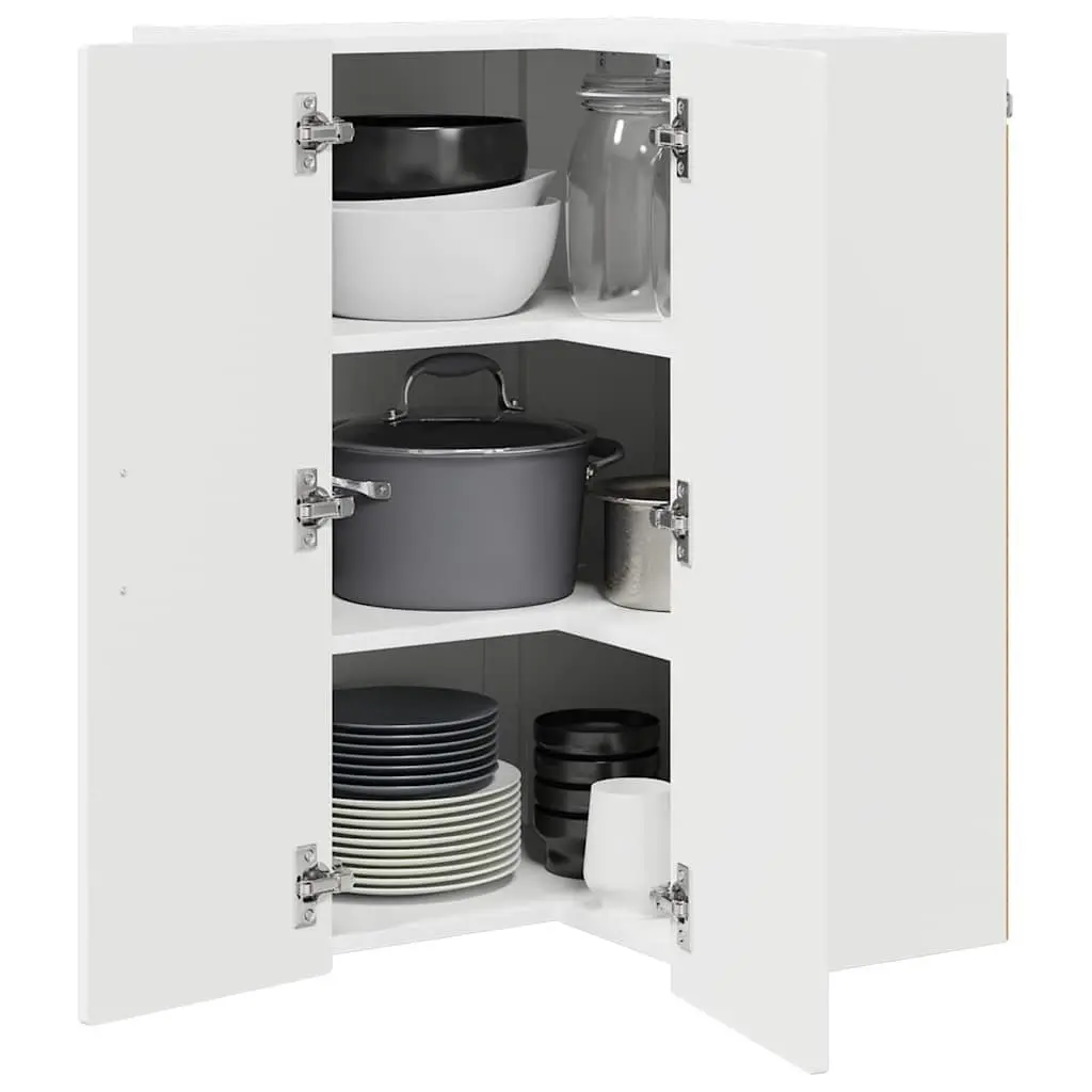 Wall Corner Kitchen Cabinet White 57x57x80cm Storage Shelves