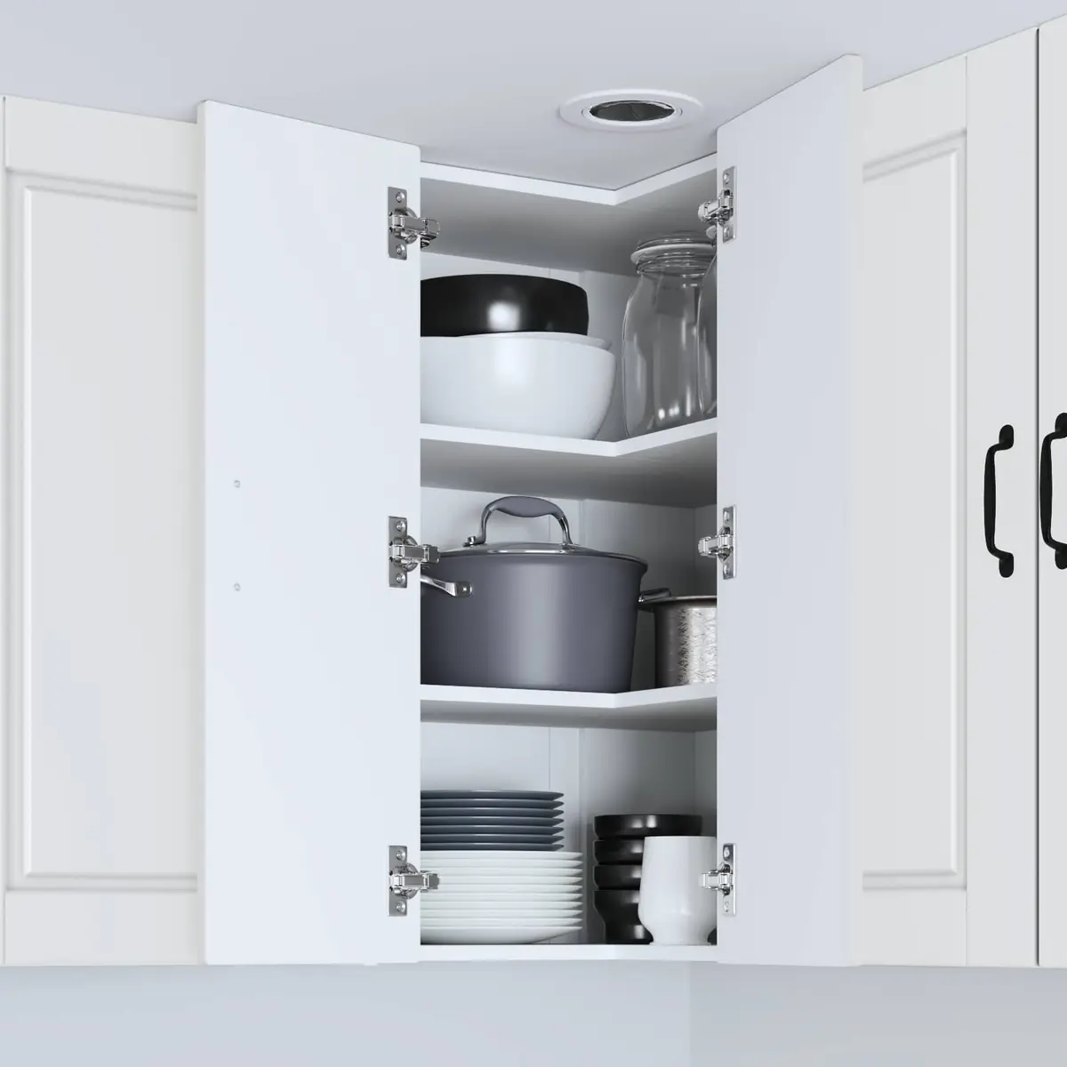 Wall Corner Kitchen Cabinet White 57x57x80cm Storage Shelves