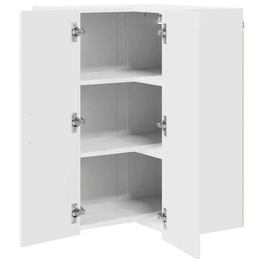 Wall Corner Kitchen Cabinet White 57x57x80cm Storage Shelves
