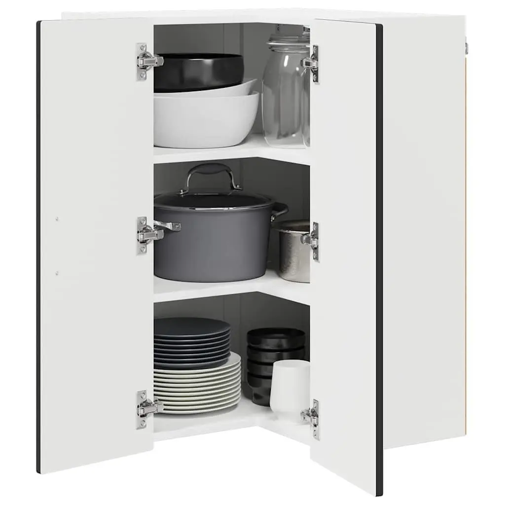 Wall Corner Kitchen Cabinet Storage Shelves Organiser Unit 57x57x80cm Black