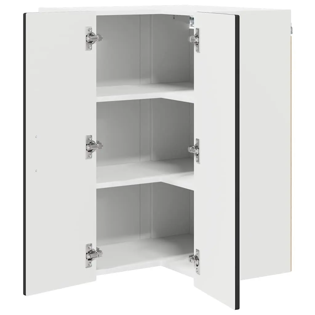 Wall Corner Kitchen Cabinet Storage Shelves Organiser Unit 57x57x80cm Black