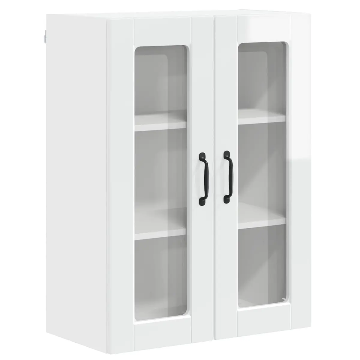 Wall Mounted Kitchen Cabinet High Gloss White Storage Shelves Compartments