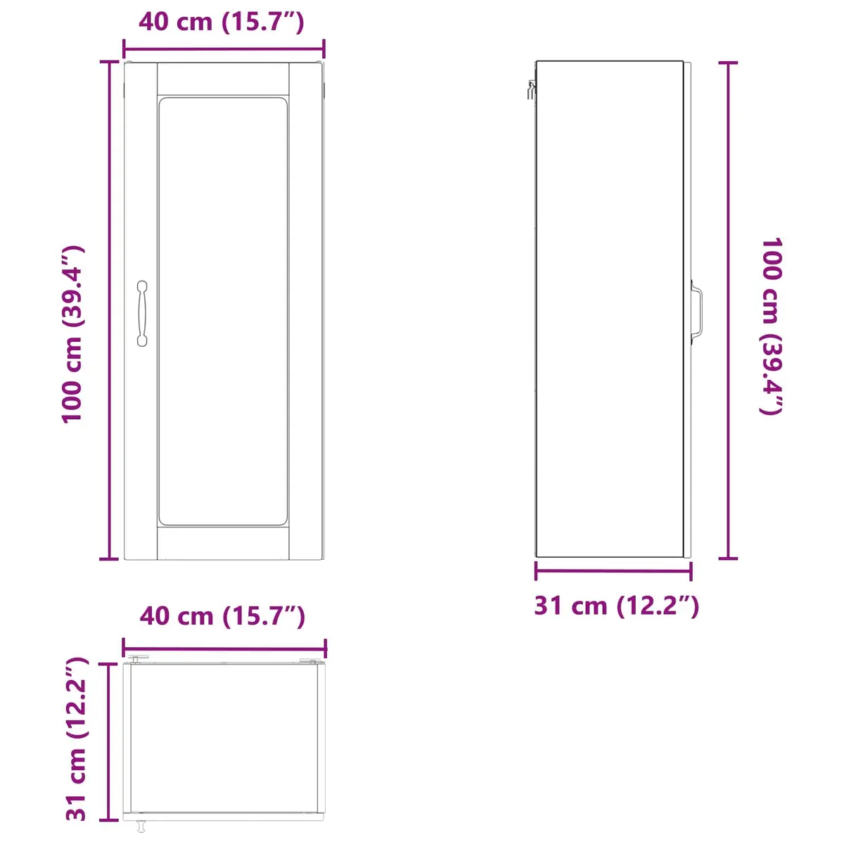 White Wall-Mounted Kitchen Cabinet 40x31x100cm