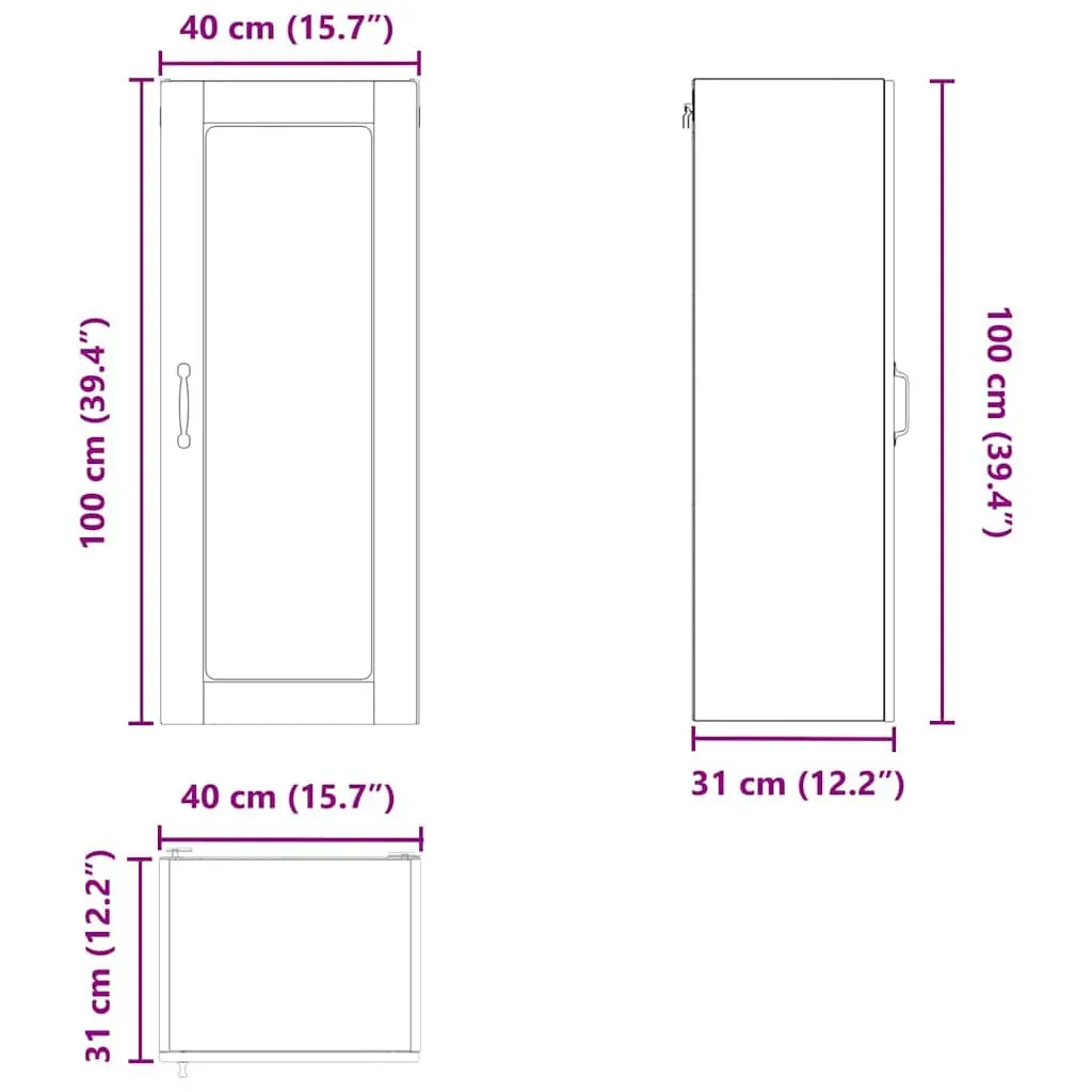 Wall Cabinet Kitchen Storage 40x31x100cm Black Engineered Wood