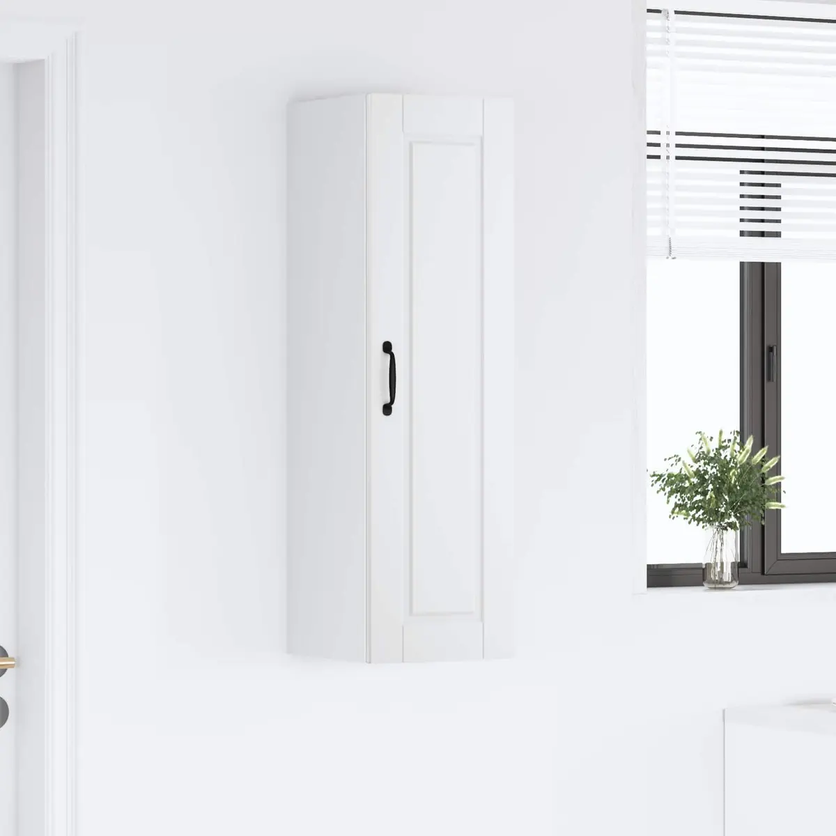 Wall Cabinet Kitchen Storage Unit 30x31x100cm White Engineered Wood Shelves