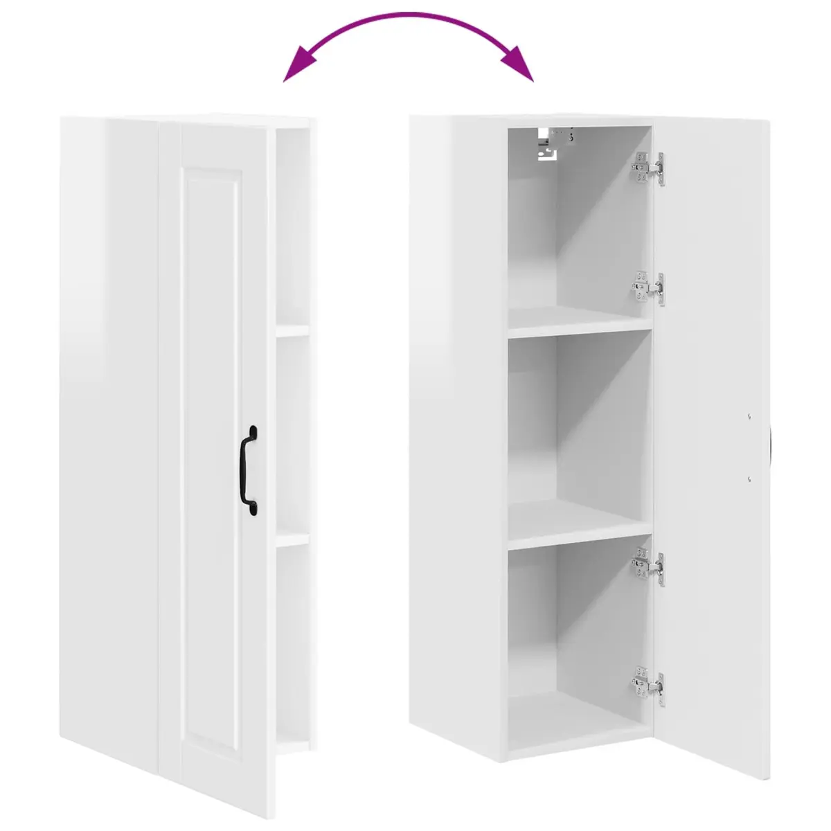 Wall Cabinet Kitchen Storage High Gloss White Engineered Wood 30 x 31 x 100 cm