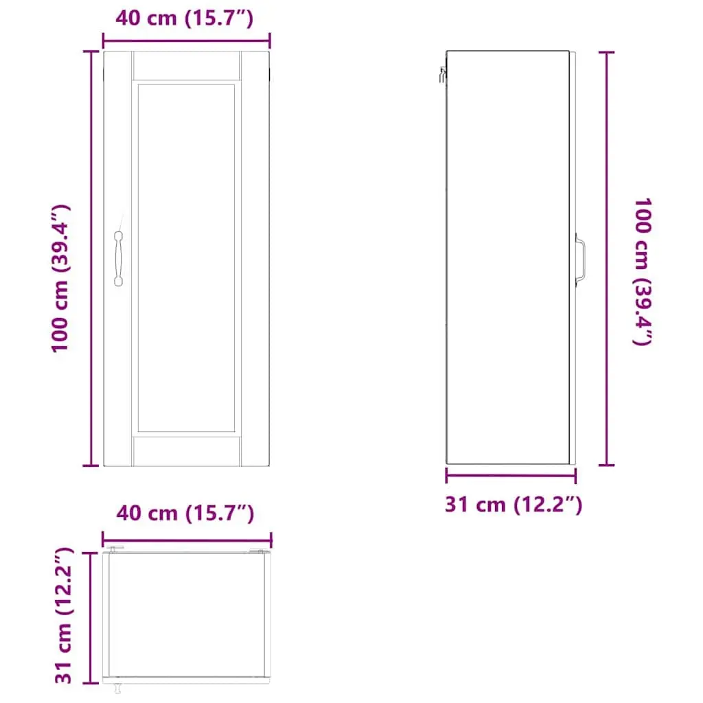 Wall Cabinet Kitchen Storage Engineered Wood 40 x 31 x 100 cm White