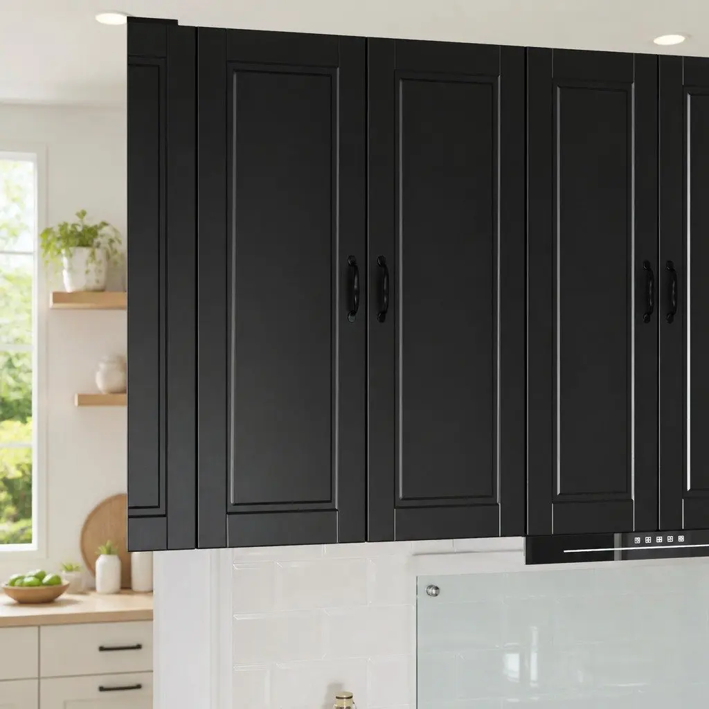Black Engineered Wood Wall Cabinet for Kitchens