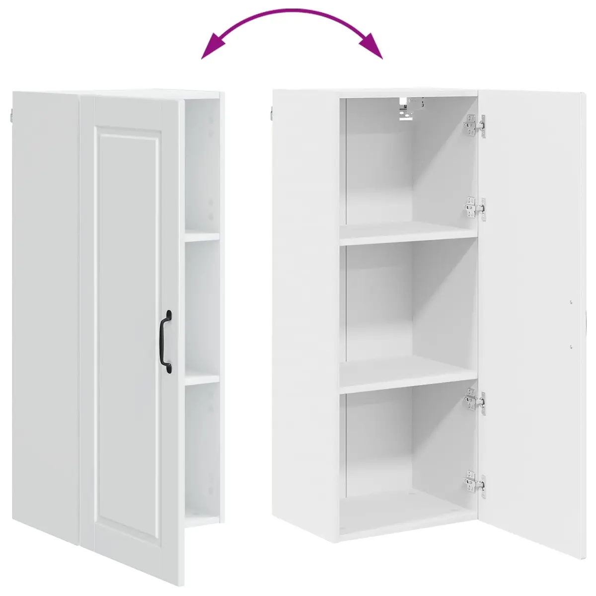 Wall Cabinet Kitchen Storage High Gloss White Modern Engineered Wood Shelves