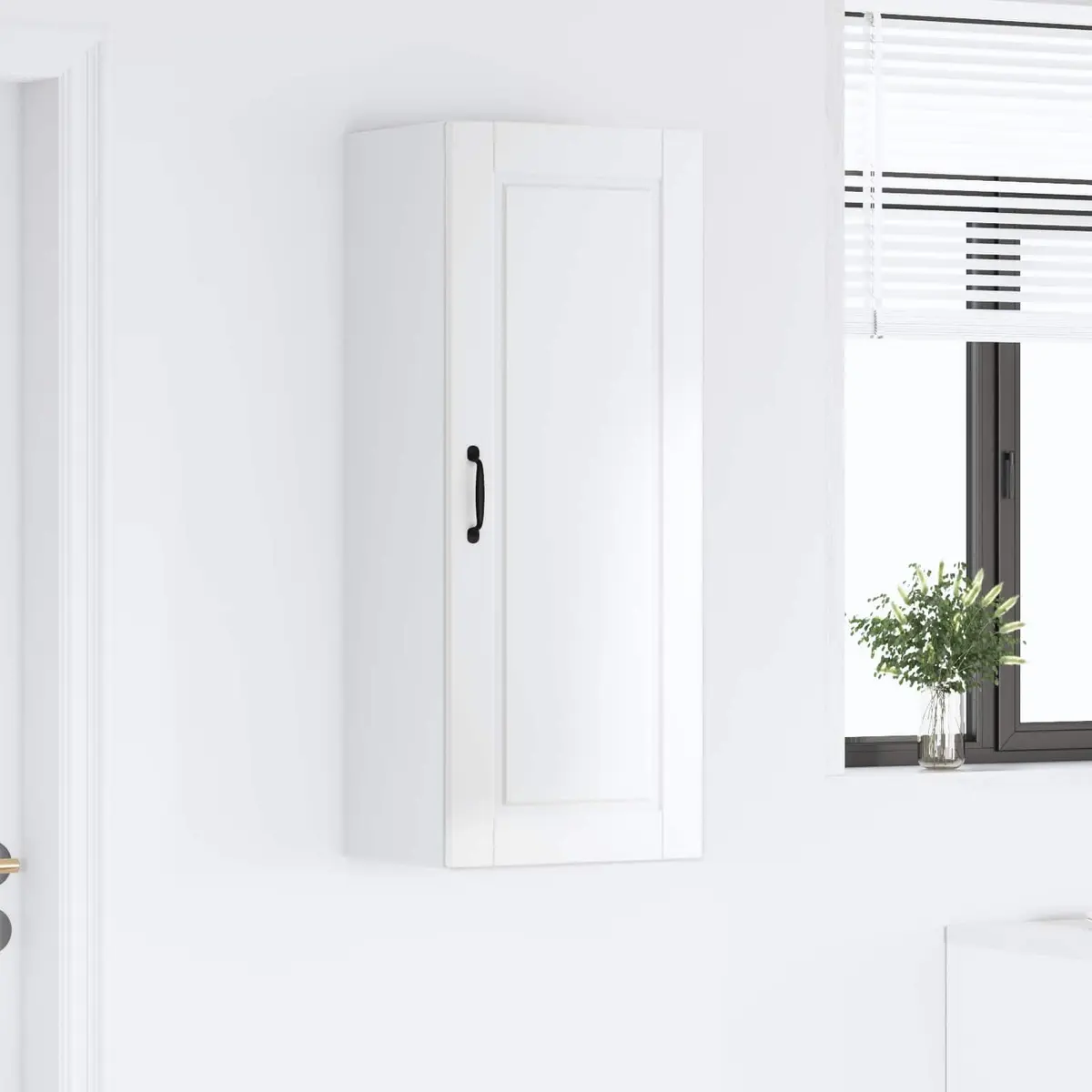 Wall Cabinet Kitchen Storage High Gloss White Modern Engineered Wood Shelves