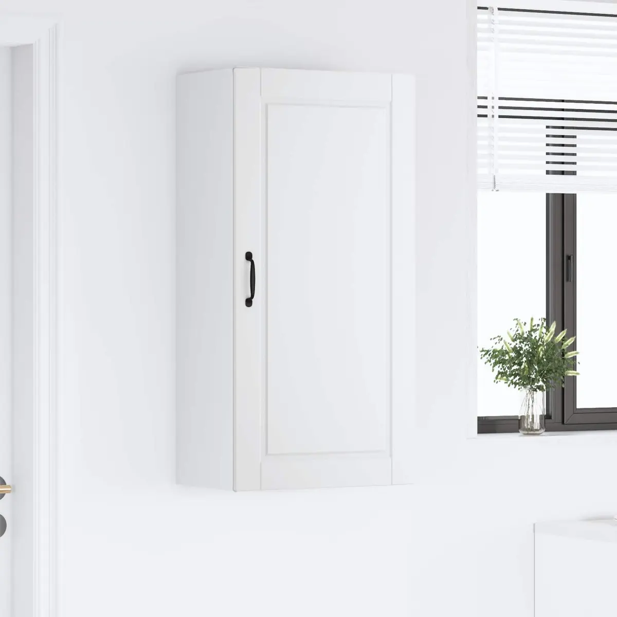 Wall Cabinet Kitchen Storage 50x31x100cm White Engineered Wood Shelves Organiser