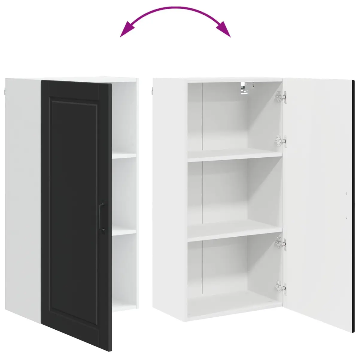Wall Cabinet Kitchen Storage 50 x 31 x 100 cm Black