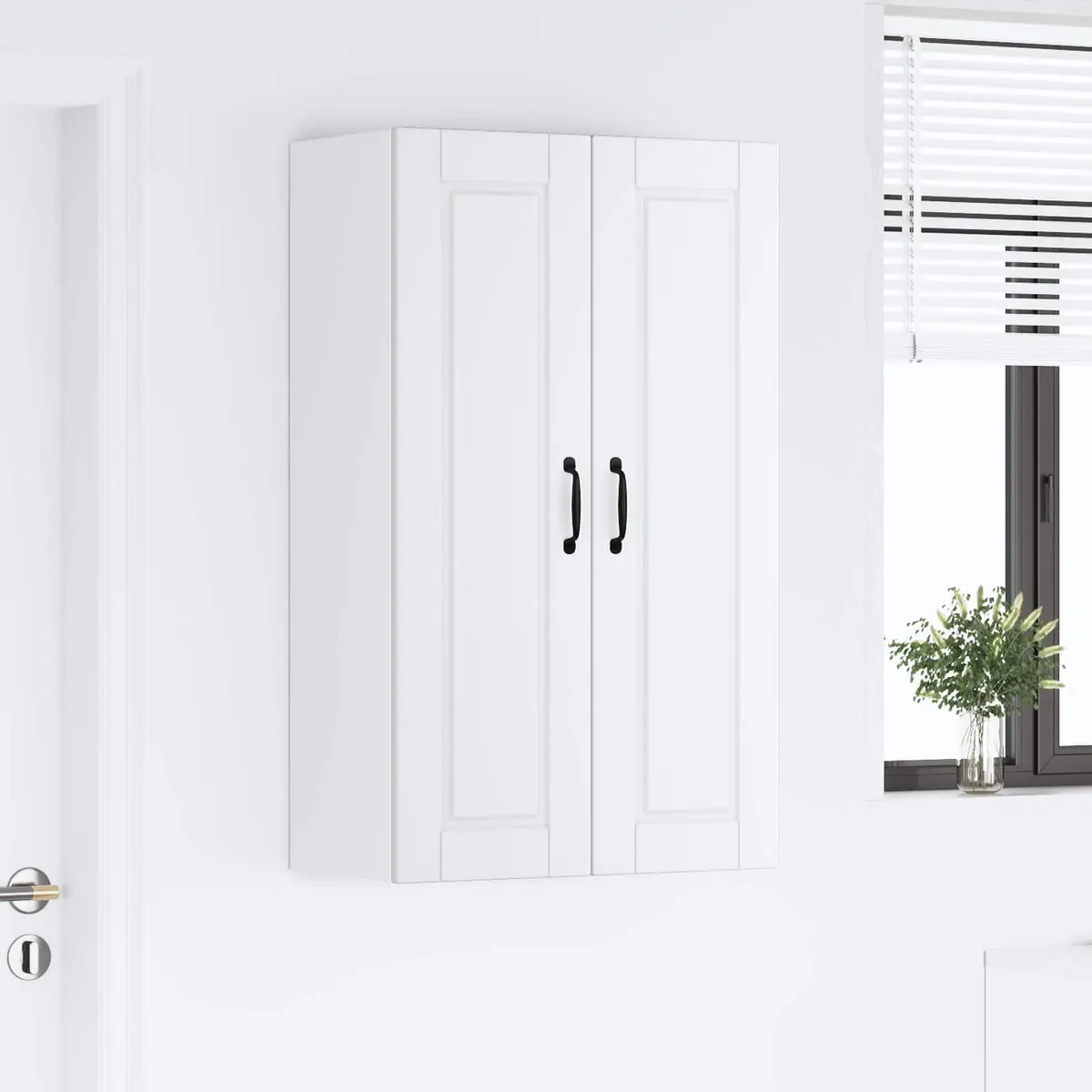 Wall Cabinet White Kitchen Storage Engineered Wood 60x31x100cm Shelves