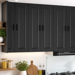 Stylish Black Wall Cabinet for Kitchen Storage 60x31x100cm