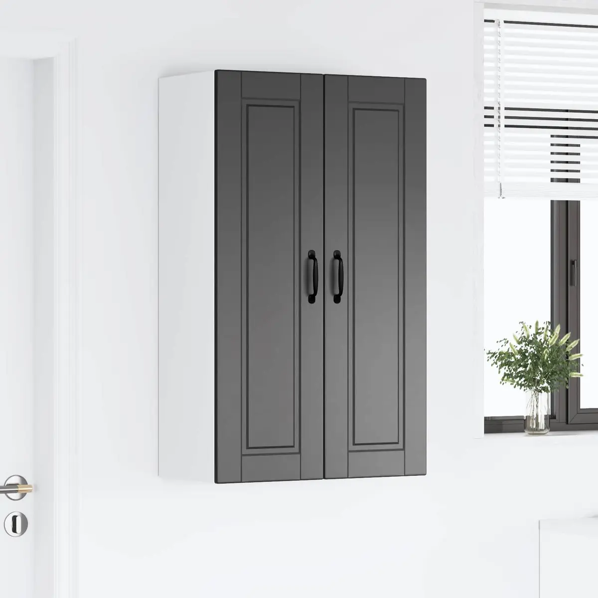 Wall Cabinet Kitchen Storage Black 60 x 31 x 100 cm Engineered Wood Wall Mounted