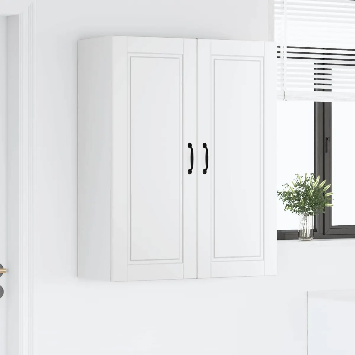 Wall Cabinet Kitchen Storage 80cm White Engineered Wood