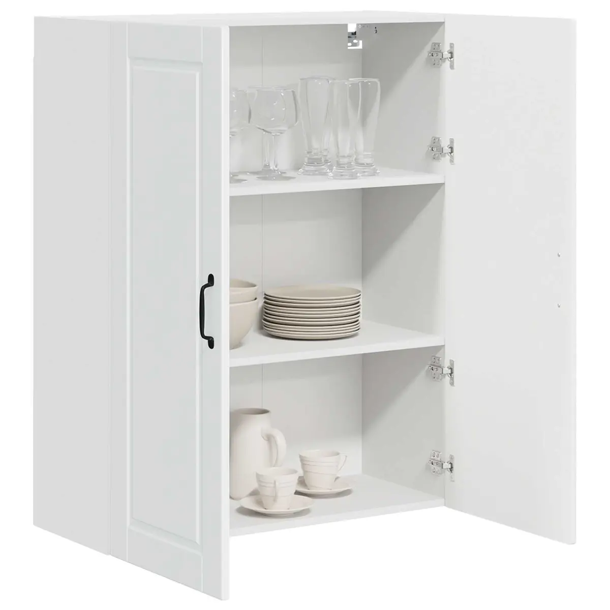 Wall Cabinet Kitchen Storage Wall-Mounted Engineered Wood High Gloss White 80x31x100 cm