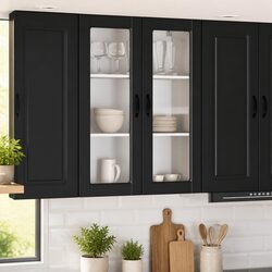 Durable Black Wall Glass Cabinet for Kitchen Use 80x31x100cm